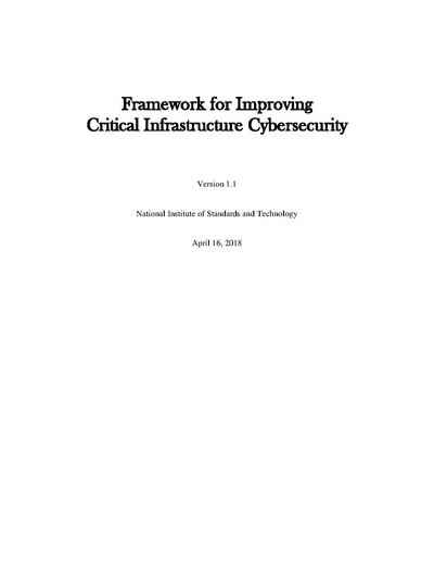 Framework for Improving Critical Infrastructure Cybersecurity